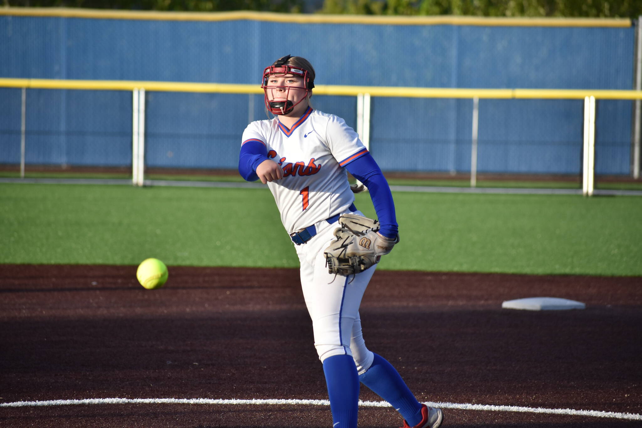 Addy Thibeault-Miranda delivers a pitch against Enumclaw. Ben Ray / The Reporter