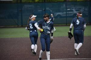 Kylee Curtis smiles after turning a double play. Ben Ray / The Reporter