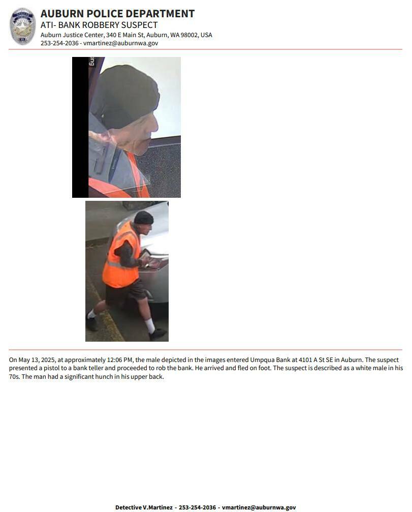 A flyer the Auburn Police Department sent out looking for the suspect in the case. Courtesy photo.