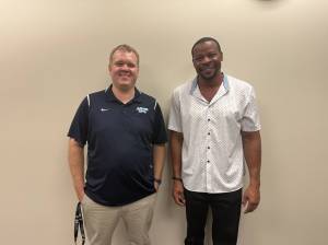 Auburn Riverside Athletic Director Kyle Jones (left) and new head basketball coach Eddie George (right). Photo by Alexis Phung