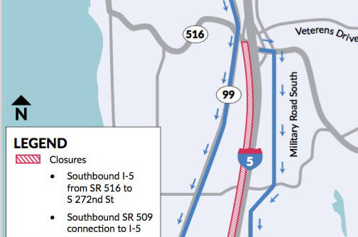 I-5 southbound in Kent to close on the Sept. 26-28 weekend