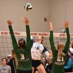 Kate Danielson preps for the kill attempt against Emerald Ridge. Ben Ray / The Reporter