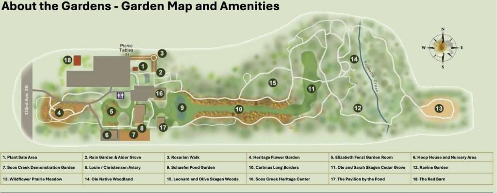 A map laying out all the features at the Soos Creek Botanical Gardens. Courtesy photo/City of Auburn