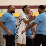 Auburn Mountainviews Sebastian Arius celebrates with his coaches. Photo provided by Maria Dorsten