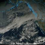 On Dec. 8, 2025, the atmospheric river stretched thousands of miles from Guam to Washington before bringing moist subtropical air to the region for nearly a week. Photo from the National Oceanic and Atmospheric Administrations GOES-18 Satellite