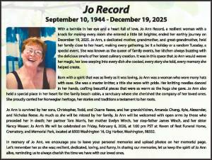 Jo Record | Obituary