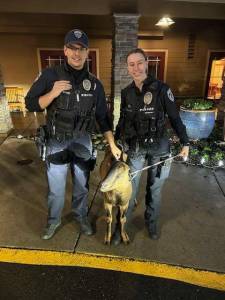 Auburn police with Ruby. Courtesy photo.