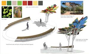 The Auburn City Council this week approved the conceptual design for The Gathering Tree, and the benches leading to it for the first-ever park in downtown Auburn. Courtesy image