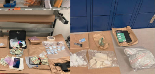 Drugs, money and a gun that Auburn police seized from Dennis Huisa. From court documents