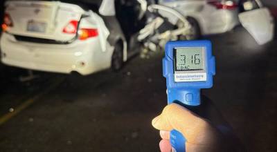 A photo of the crash. Courtesy of Washington State Patrol.