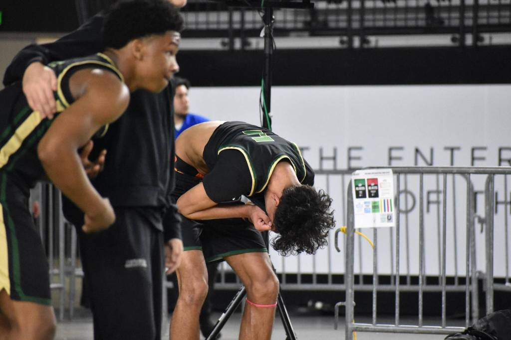 Isaiah Englund bends over following the loss to West Valley. Ben Ray / The Reporter