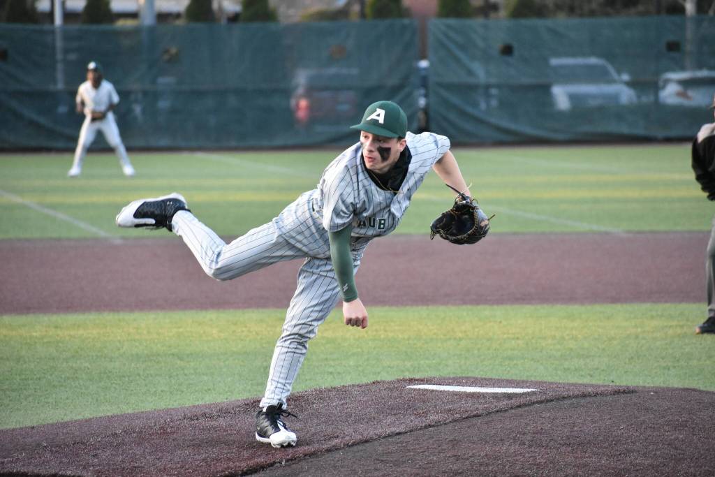 Johnathan Schumaier started on the mound for Auburn in their loss to Mount Rainier. Ben Ray / The Reporter