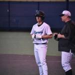 Cameron Bain on first base following a single. Ben Ray / The Reporter