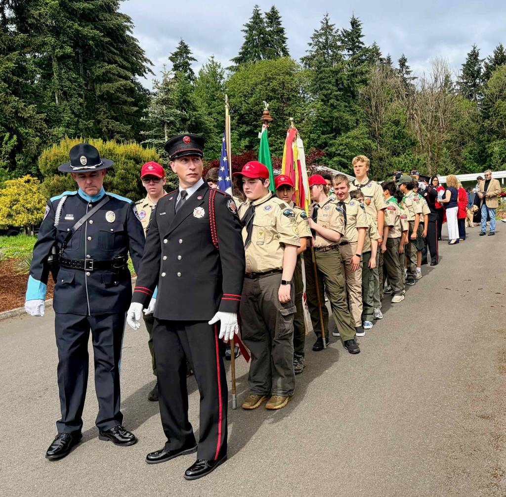 Boy Scouts from Troop 401 and 398, and the police and fire honor guard. Photo by Joshua Solorzano/The Auburn Reporter