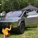 Using the Tesla Cybertruck as a coloring page during KidsDay June 23 at Les Gove Park. Photo by Madeleine Goldberger