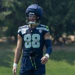 A.J. Barner gets loose during Seahawks training camp. Photo provided by Maria Dorsten