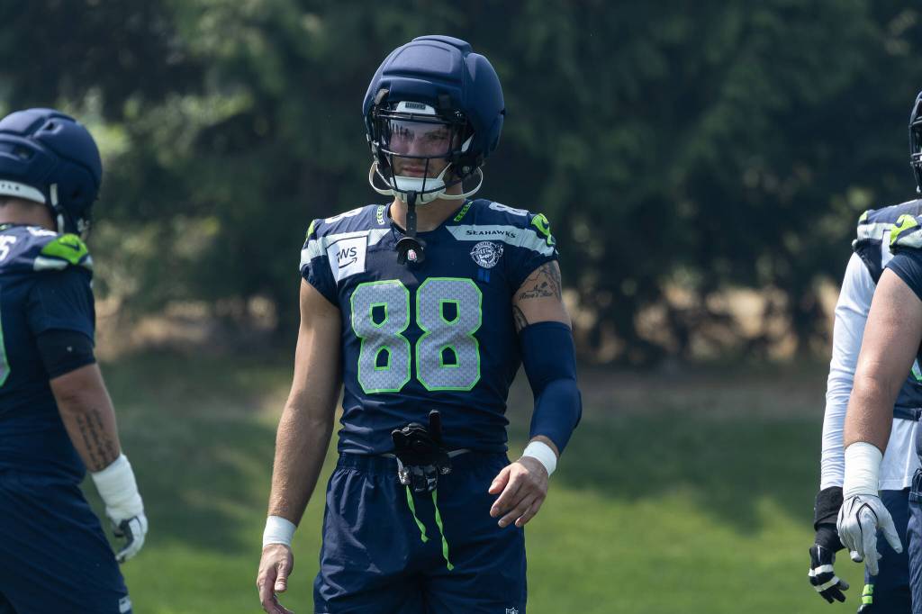 A.J. Barner gets loose during Seahawks training camp. Photo provided by Maria Dorsten