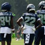Seahawks wide receivers stand together during training camp. Photo provided by Maria Dorsten
